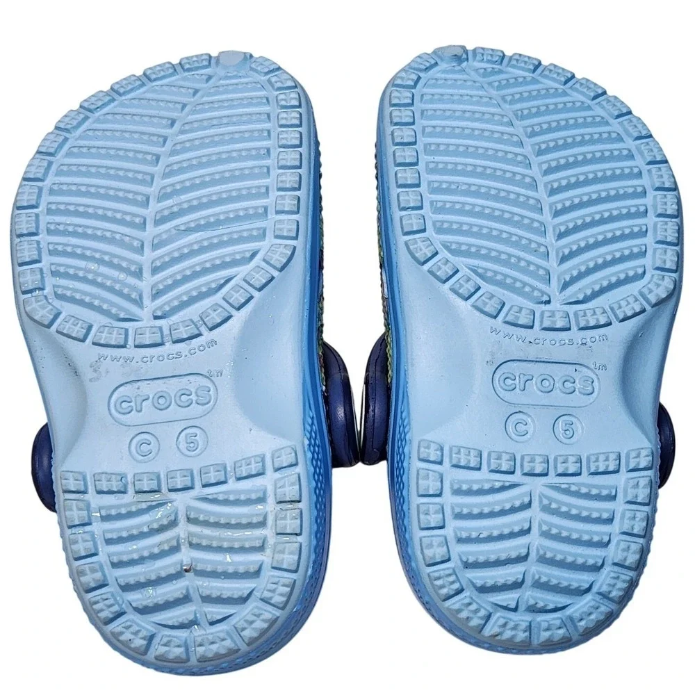 CROCS Classic Clogs Toddler C5 Bluey Character Slip‎ on Shoes Blue Green Jibitz